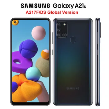 Перейти на Алиэкспресс и купить Мобильный телефон Samsung Galaxy A21s A217F/DS, глобальная версия, 4G, 4 Гб 64 ГБ, Восьмиядерный процессор, 6,5 дюйма, 5000 мАч, 4 камеры 48 МП, NFC, две SIM-карты, Android 10