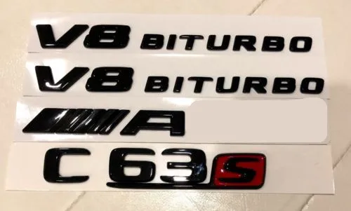 Глянцевая черная/красная C63s для V8 BITURBO наклейка эмблема значок посылка |