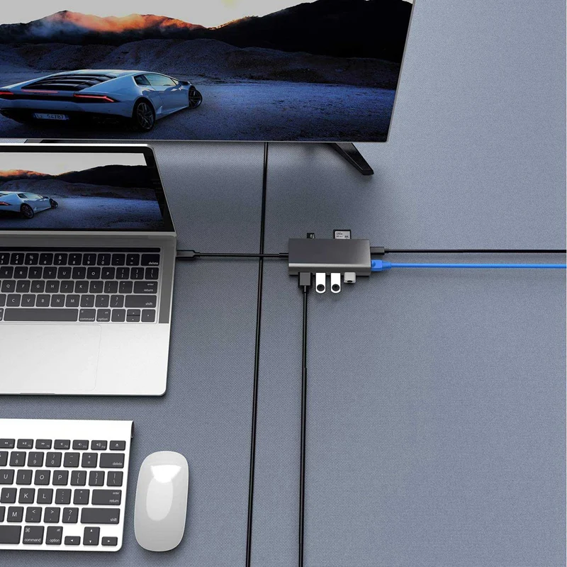 Usb C Hub 8-In-1 Rj45 Port, 4K Usb C To Hdmi, 3 Ports Usb 3.0, Tf/Micro-Sd Card Reader, Usb-C Power Delivery, Type C Hub Adap