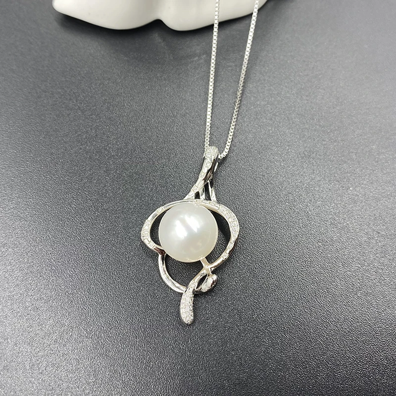 Sinya Natural pearl pendant necklace inlay cz stones high luster fine jewelry in 925 sterling silver for women include chain