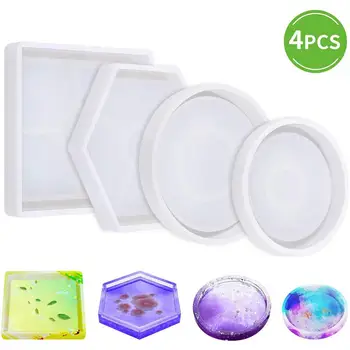 

4PCS/Set DIY Mold Ashtray Coaster Flexible Silicone Mold Epoxy Resin Making Craft Clay Resin Molds Jewelry Making Accessories 40