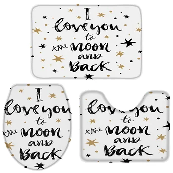 

3 Pieces Bathroom Set Love Declaration Bath Set Toilet Cover Mat Pedestal Rug Non-Slip Bathroom Rug Set