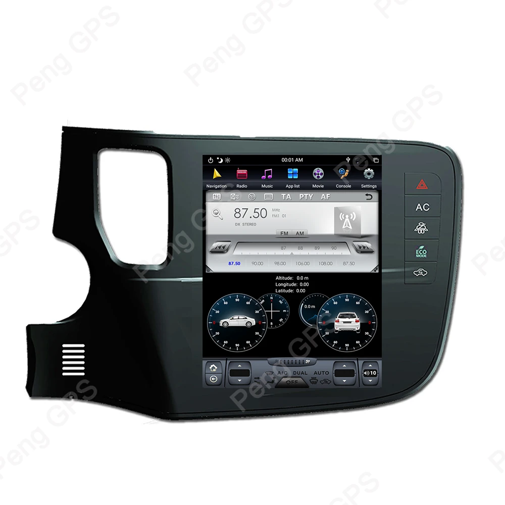 Discount 6 Core Android 8.1 Vertical Screen GPS Navigation for Mitsubishi Outlander 2014+ Audio DVD Player 1920*1080 4K Tesla Headunit 3