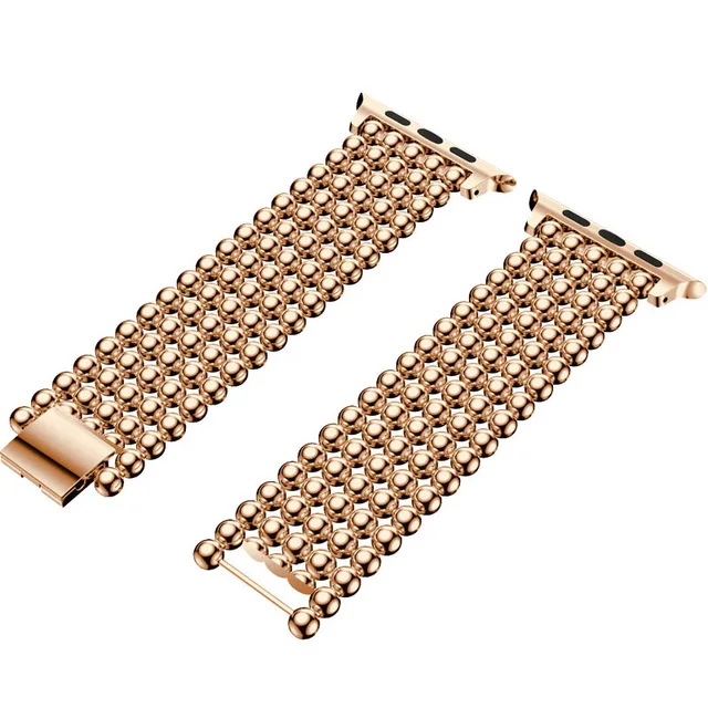 rose gold Ремешок для часов Apple Watch 5/4, 38 мм, 40 мм, 42 мм, 44 мм, модный ремешок из нержавеющей стали с бусинами для Iwatch 5, 4, 3, браслет - Цвет ремешка: rose gold