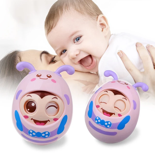 Cute Tumbler Infant Newborn Baby Roly-Poly Teether Educational Toys Multicolor Cartoon Bee Egg Wink Style Soft Safe Toy 1