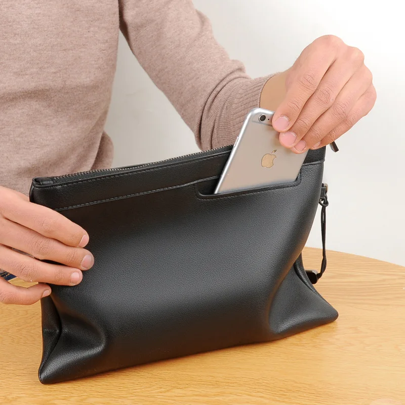 

MEN'S Handbag Fashion Clutch Bag Men's Business Double Layer Clutch Man's Wallet Soft Leather Large-Volume Men's Bag
