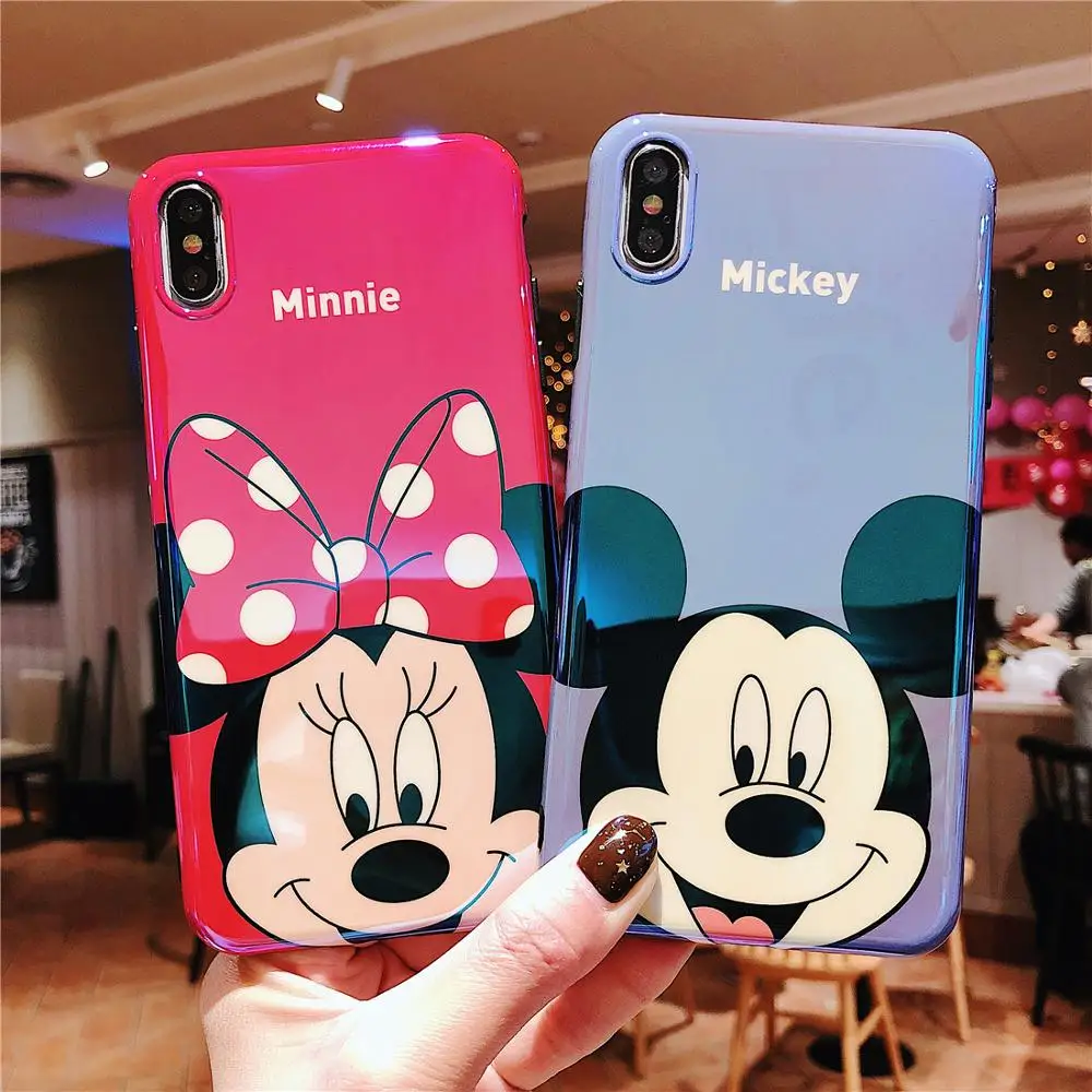 

Stand Cute Cartoon Mouse Couple Soft Silicone Phone Cases for iphone 6 6s 7 8 Plus 10 X XR XS 11 Pro Max Blue Light Back Cover