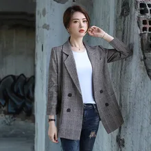 High quality loose women's jacket New temperament ladies plaid blazer Office career autumn and winter women's suit large size High quality loose women's jacket New temperament ladies plaid blazer Office career autumn and winter women's suit large size