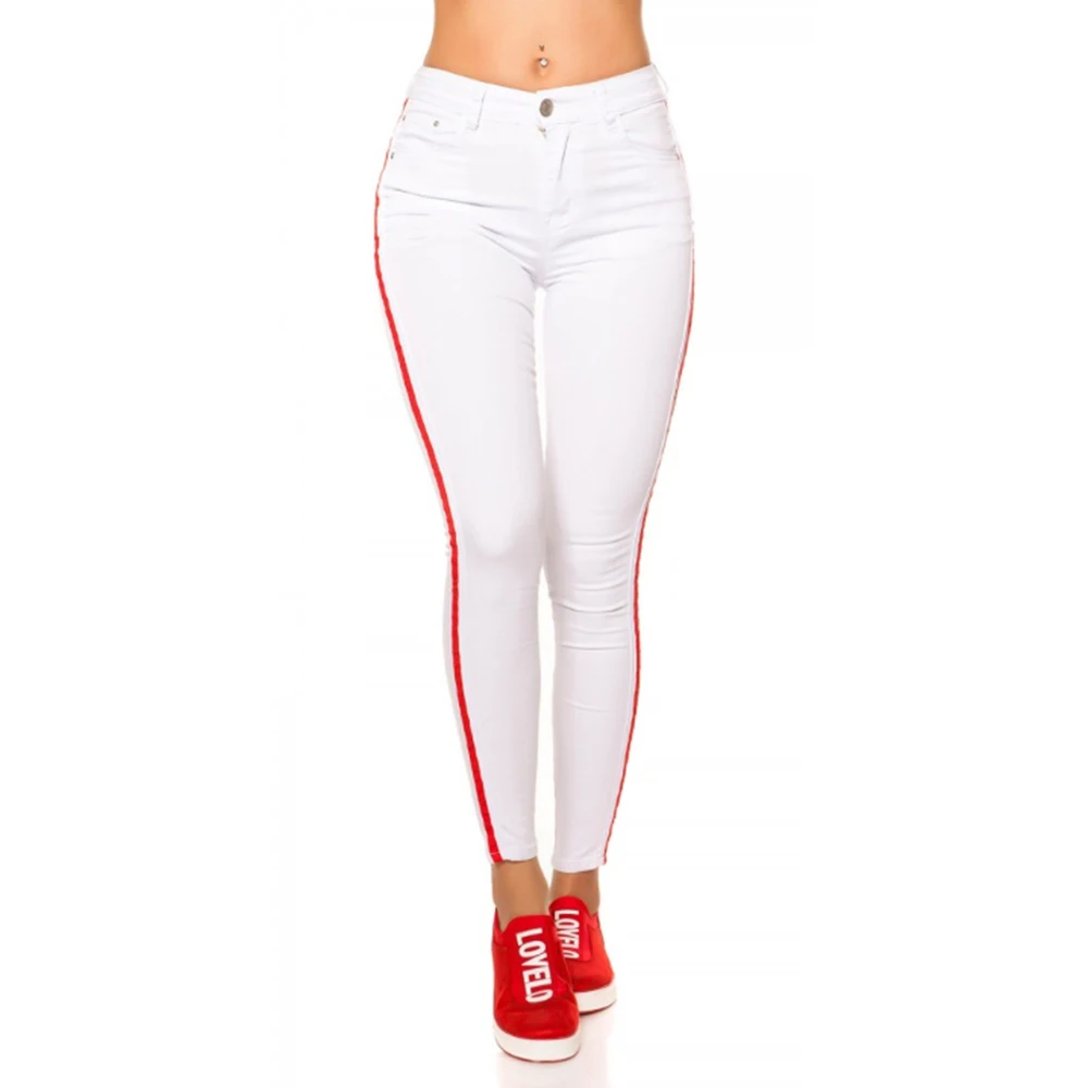 Женские белые и красные узкие брюки, однотонные дамские узкие брюки, штаны карандаш со средней посадкой, облегающие брюки, женские брюки