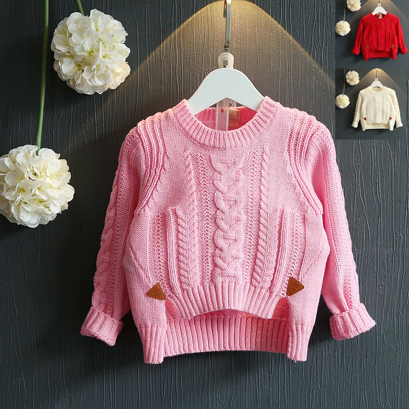 

2018 Children Autumn & Winter New Style Korean-style Girls Fashion Crew Neck Long Sleeve Linen Flower Color Front Short Long Bac