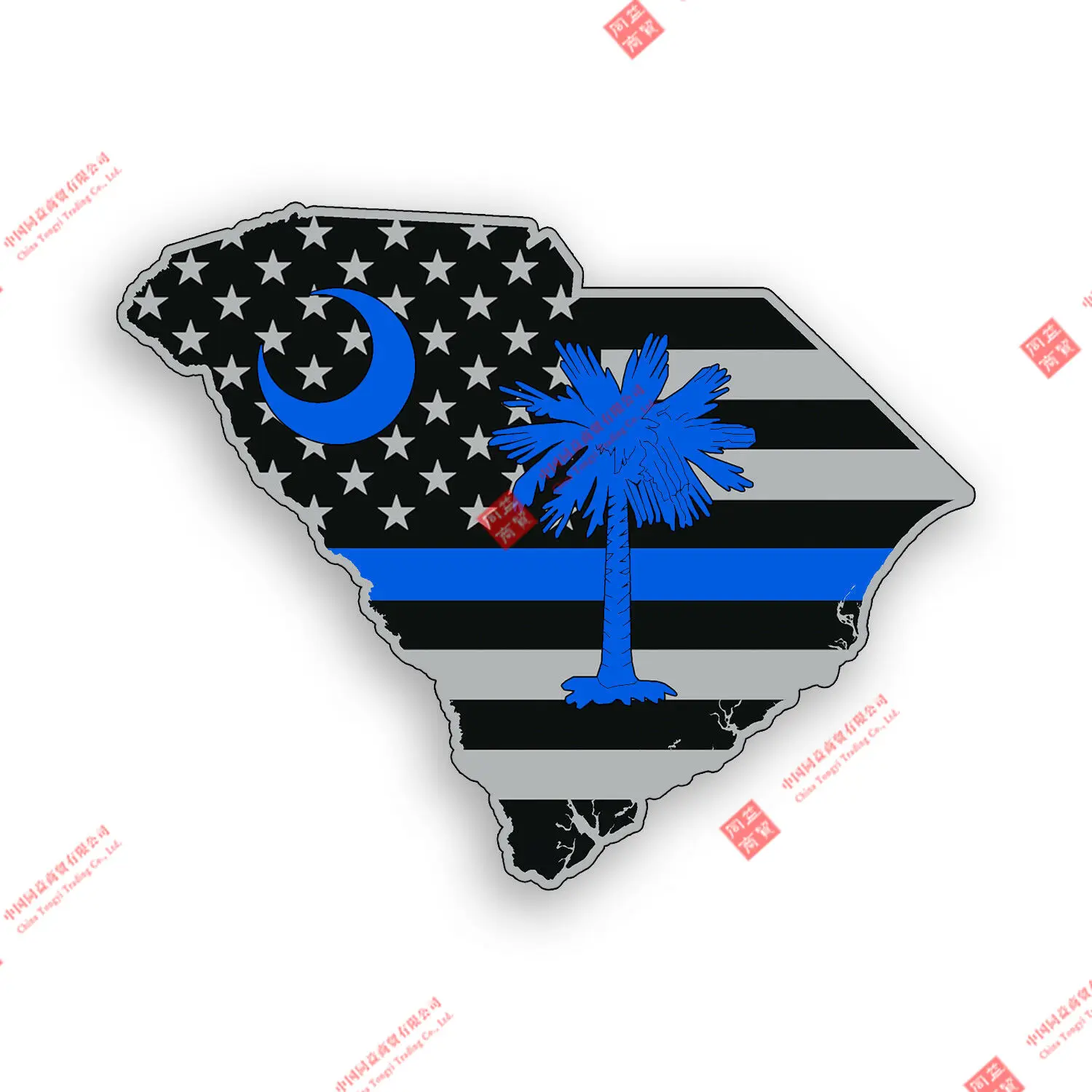 

South Carolina Sticker Police Blue Line SC State Flag Car Window Bumper Decal Racing Motorcycle Helmet Stickers