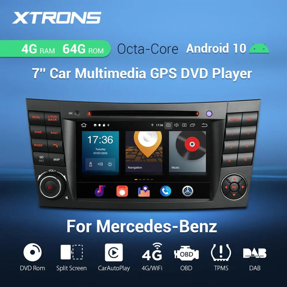 Автомобильный DVD плеер XTRONS PX5 Android 10 0 GPS OBD для Mercedes Benz E Class W211 E200 E220 E240 E270 E280 2002 2008 CLS