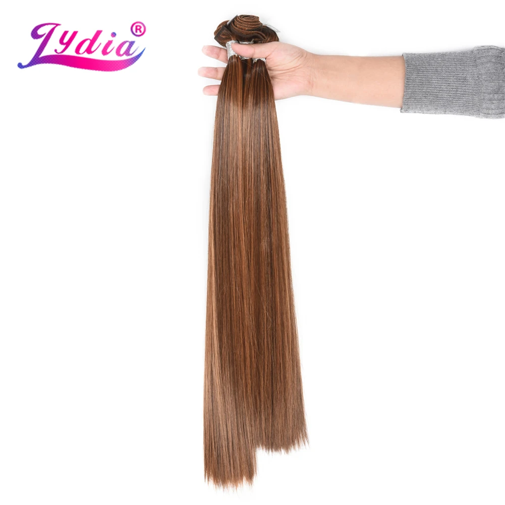 Лидия 18 inch-22 дюйма Синтетические Яки прямые вплетаемые волосы смешанных Цвет волосы пряди 3 шт./упак. с бесплатной пряди для наращивания волос