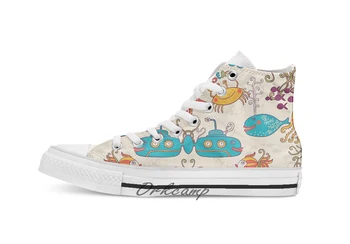 

See The Sea Custom Casual High Top lace-up Canvas shoes sneakers Drop shipping