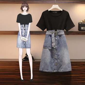 

Plus Size 5xl Dress For Women Denim Ladies Dresses Sashes Korean Dress Vestidos De Fiesta De Noche Patchwork Robe Longue Femme