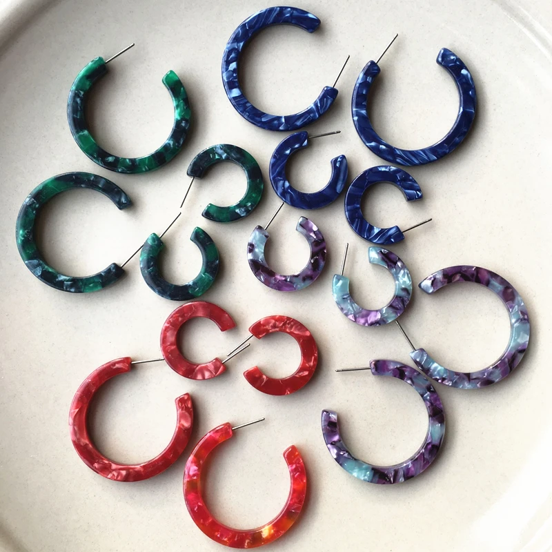 UJBOXTopQualityAcetateEarringsWomenColoredRedGreenBlueAcetic