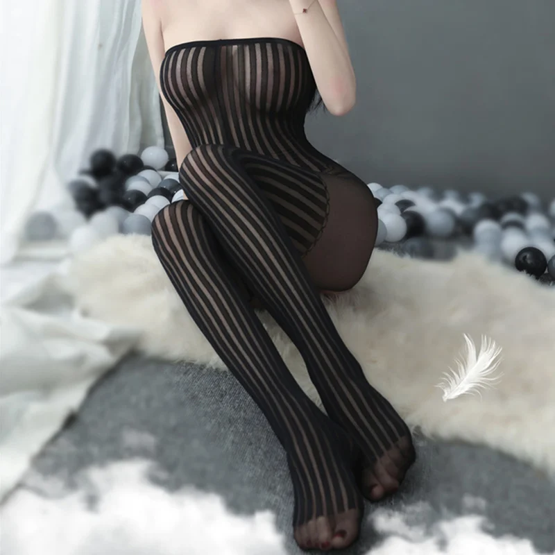 Women Sexy Lingerie Women Lingerie Sexy Bodysuit Perspective Open Sexy Bodystockings Erotic Tube top Tights Transparent bobysuit teddy lingere