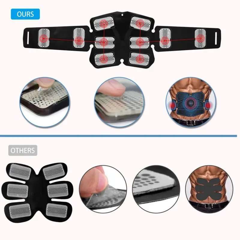 Muscle Stimulator Waist Belt Arm Leg Hip Band Portable USB Rechargeable Fitness Machine Abdominal Exerciser Training Device Tool