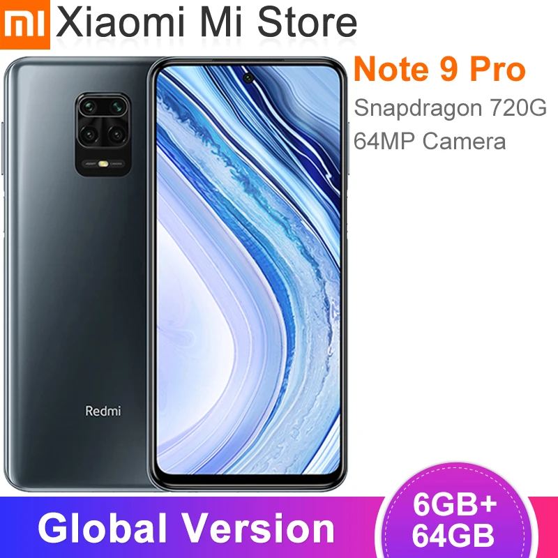 Глобальная версия смартфона Xiaomi Redmi Note 9 Pro 6 ГБ 64 Восьмиядерный процессор Snapdragon 720G