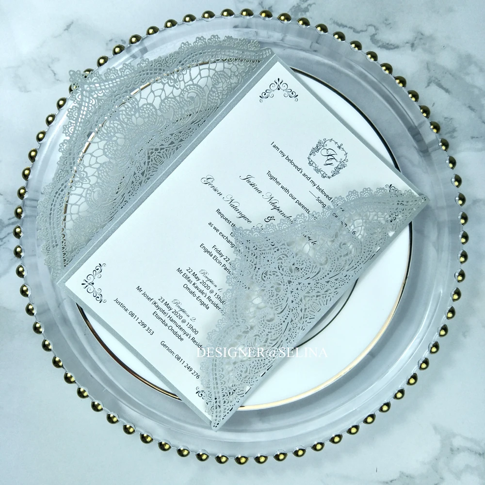 Серебряное мерцающее Свадебное приглашение с лентой DIY лазерная резка Quinceanera приглашения на заказ Печать свадебный душ приглашает
