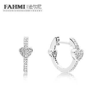

FAHMI 100% 925 Sterling Silver Brand New Temperament Chic 297290CZ ALLURING HEARTS EARRINGS Original Jewelry Women's Holiday