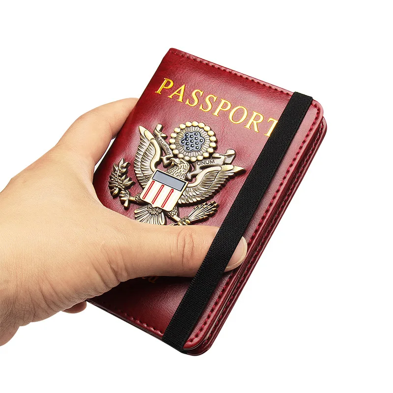 RFID USA America Passport Covers Holder Women Men Business PU Leather ID Bank Card Storage Wallet Purse Case Travel Accessories