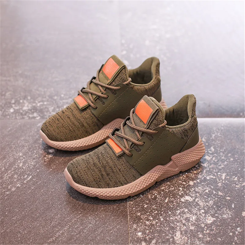 Adidasy dzieciece/Детские кроссовки; детская обувь; кроссовки для мальчиков; спортивная обувь для девочек; sapato tenis infantil chaussure enfant; для мальчиков и девочек - Цвет: Армейский зеленый