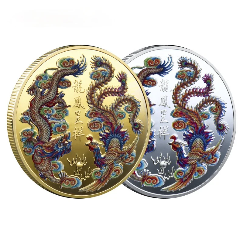 

Привлекательный Дракон и Феникс, коллекция окрашенных монет, очень китайские характеристики, символизируют удачу