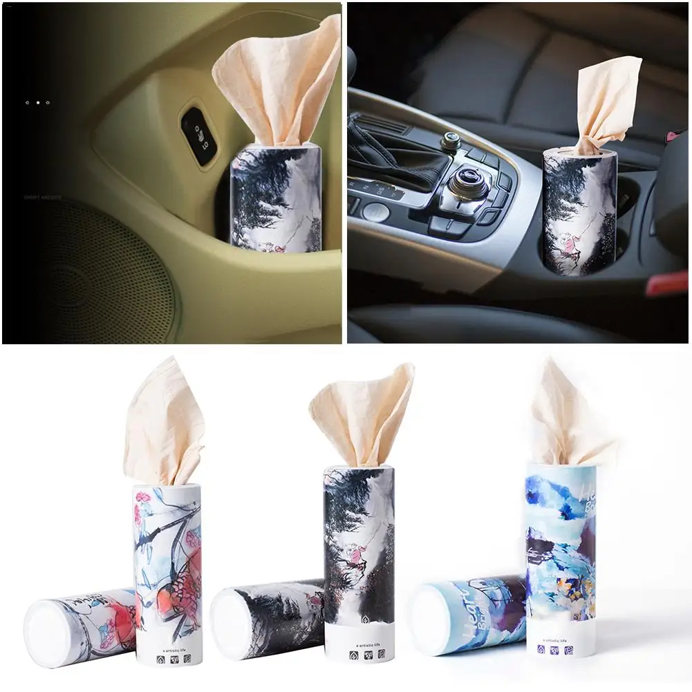

Tissue Car Tissue Box Cup Holder Cylindrical Tissue Storage Box Set 3-layer Disposable Car Supplies Armrest Box Tissue