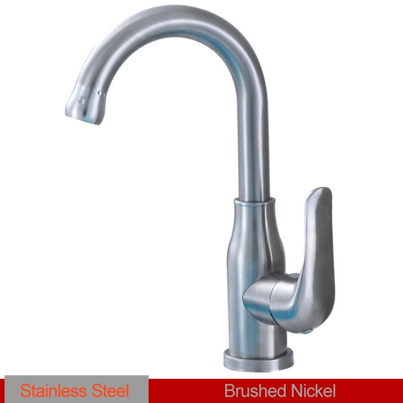 Brushed Nickel Смеситель для раковины из нержавеющей стали, кран для ванной комнаты, смеситель горячей и холодной воды, кран с креплением на 360 градусов, керамическая катушка Torneira - Цвет: Brushed Nickel