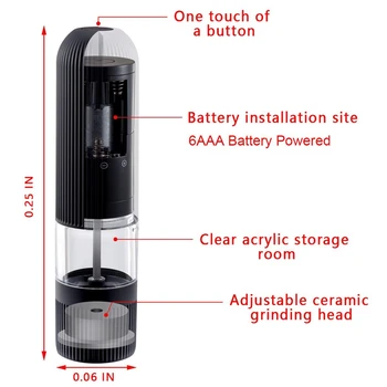 

Battery Operated Salt and Pepper Grinder Set - Electric Automatic One Handed Salt Pepper Mill with Bright Light, Ceramic Grinder