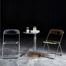 ัััะป Folding Dining Chair Chairs for Bedroom Household Minimalist Clothing Store Stool Backrest Acrylic Transparent Photo Chair
