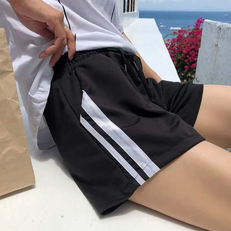 Летние свободные спортивные шорты в стиле хип-хоп, Женские однотонные готические черные мини шорты, сексуальные Harajuku 50cs