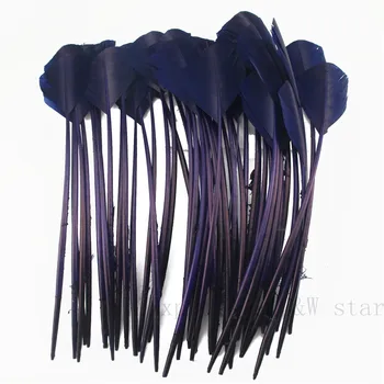 

25-30CM (10-12 inches) turkey nest forest feather torn round head dyed dark blue 50-100PCS DIY accessories raccoon feather
