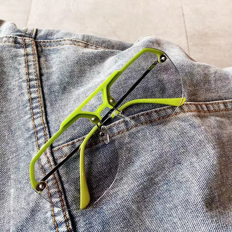 Mode randlose Sonnenbrille Frauen 2021 übergroße grün grau Sonnenbrille Damen Marke Brillen Vintage Big Shades UV400 – Detail 9