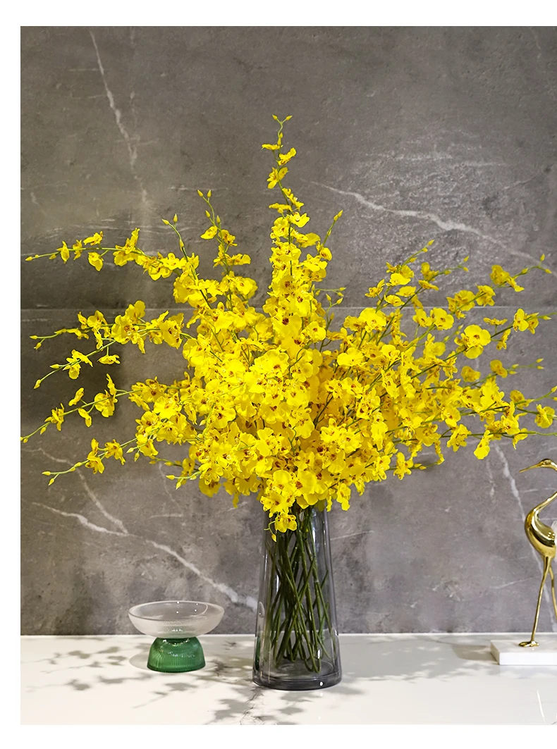 100cm Artificial Oncidium Orchid Silk Flower Home Wedding Party Decoration Yellow Dancing