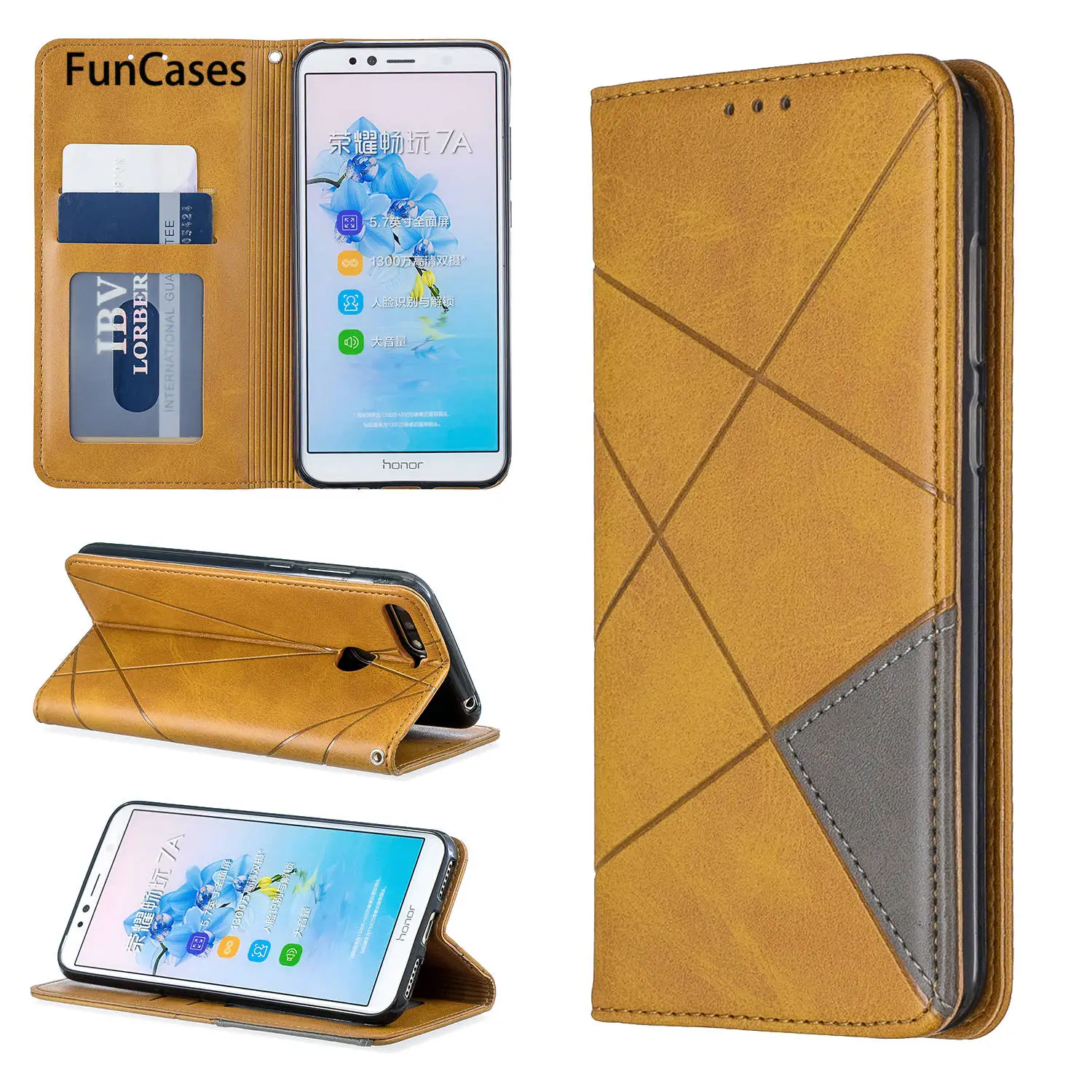 Бизнес PU кожаный чехол для телефона ETUI huawei Honor 7A СПС telefoon Enjoy 8E Y6 2018 7C держатель