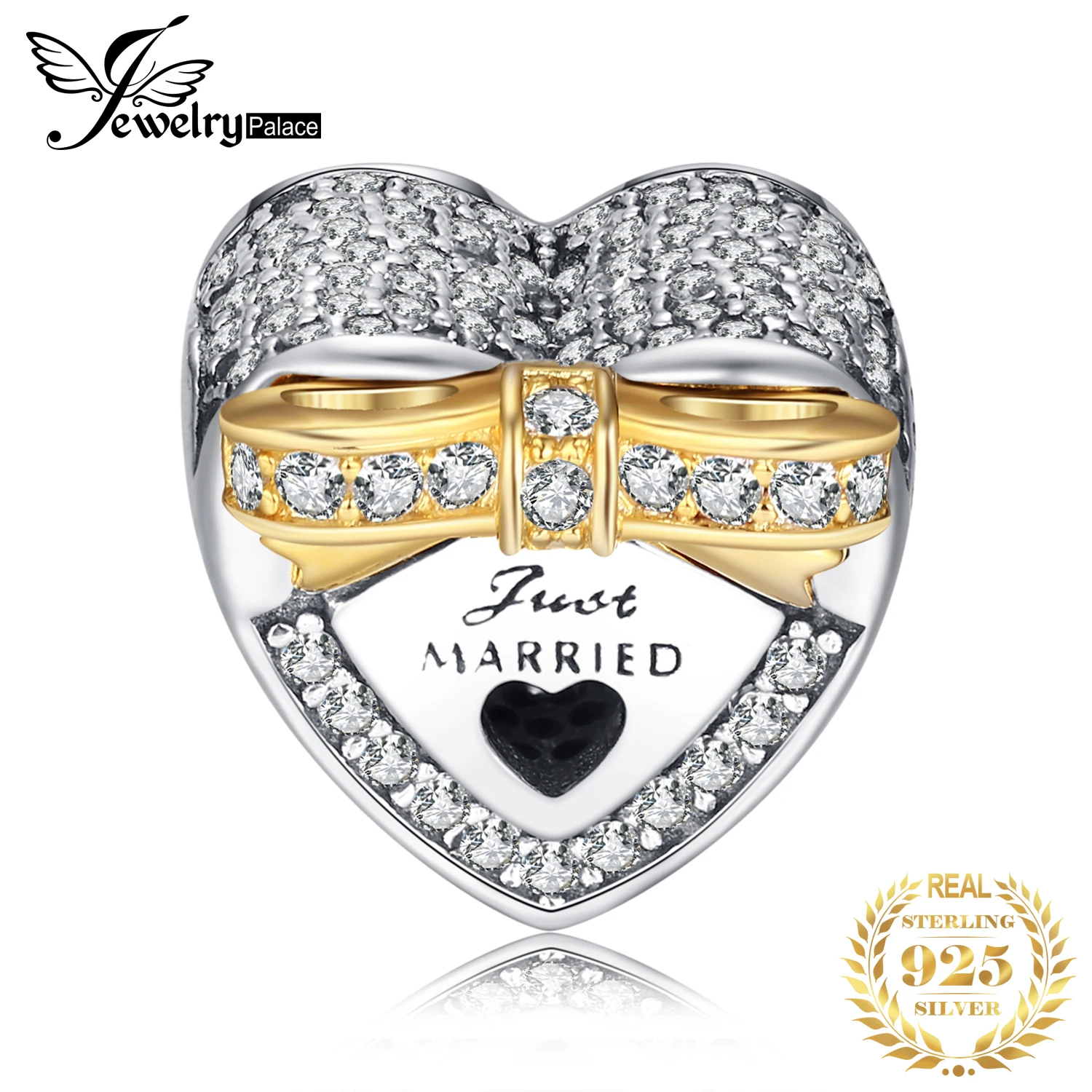 Jewelrypalace стерлингового серебра 925 Marry Me Позолоченные бантом черный муранского