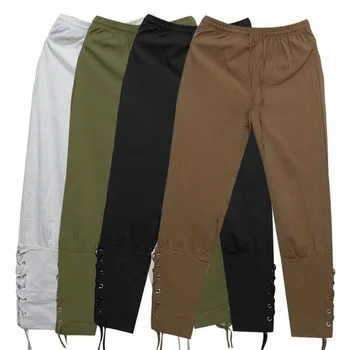 

2019 Men Retro Medieval Costume Lace-Up Bandage Pants Larp Capris Trousers Vintage Cotton Joggers For Men Quick Dry Casual 3XL