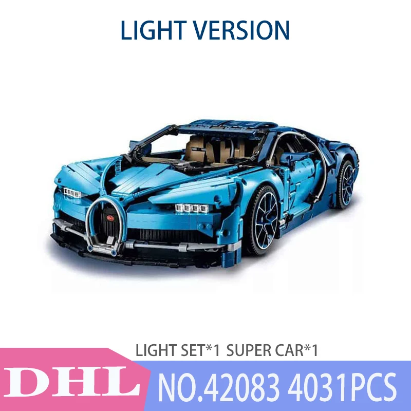 Блоки Decool Bugatti Chirons совместимые 20086 IegoSet Technic Voiture 42083 Строительные кирпичи развивающая игрушка подарок для ребенка - Цвет: WITH LIGHT