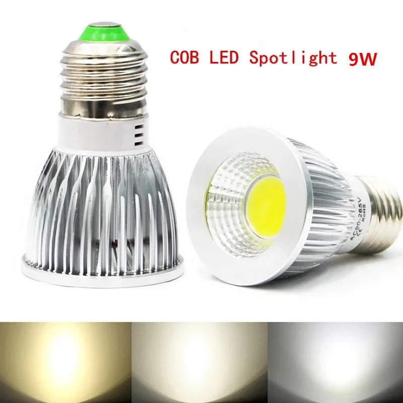 LED COB E27 E14 디밍 가능 스포트라이트 램프 전구, 웜, 쿨, 퓨어 화이트 LED 조명, 6W, 9W, 12W, 110V, 220V, 1 개, 신제품