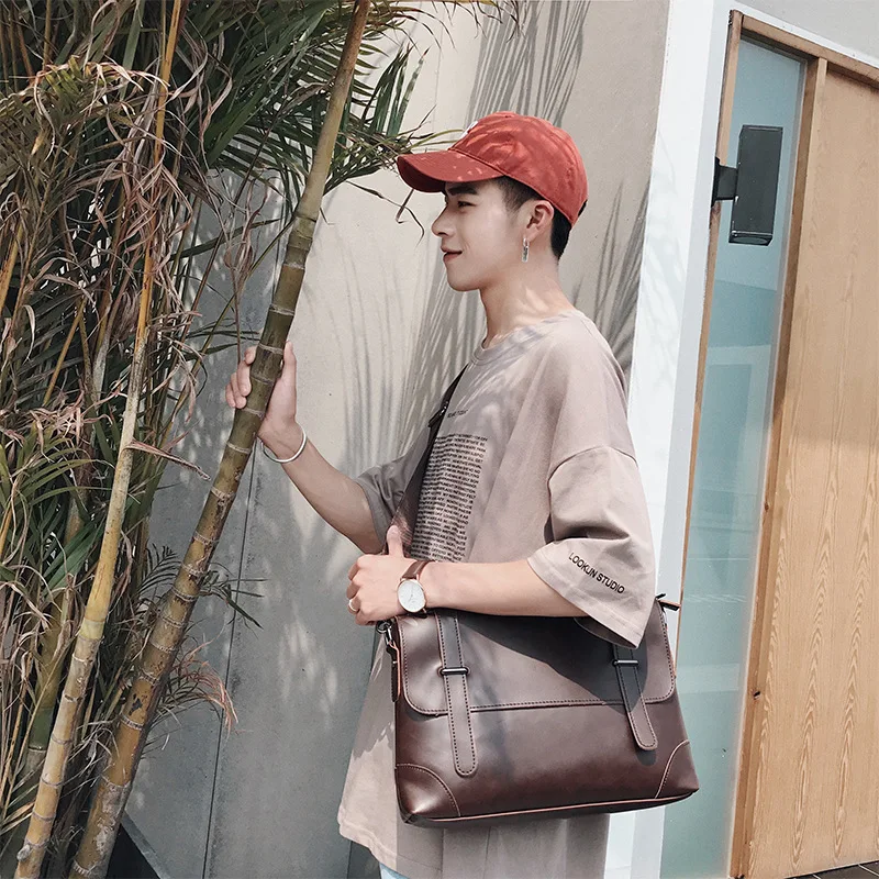 

Men's handbag high quality Korean casual retro official shoulder bag 2019 new JIULIN