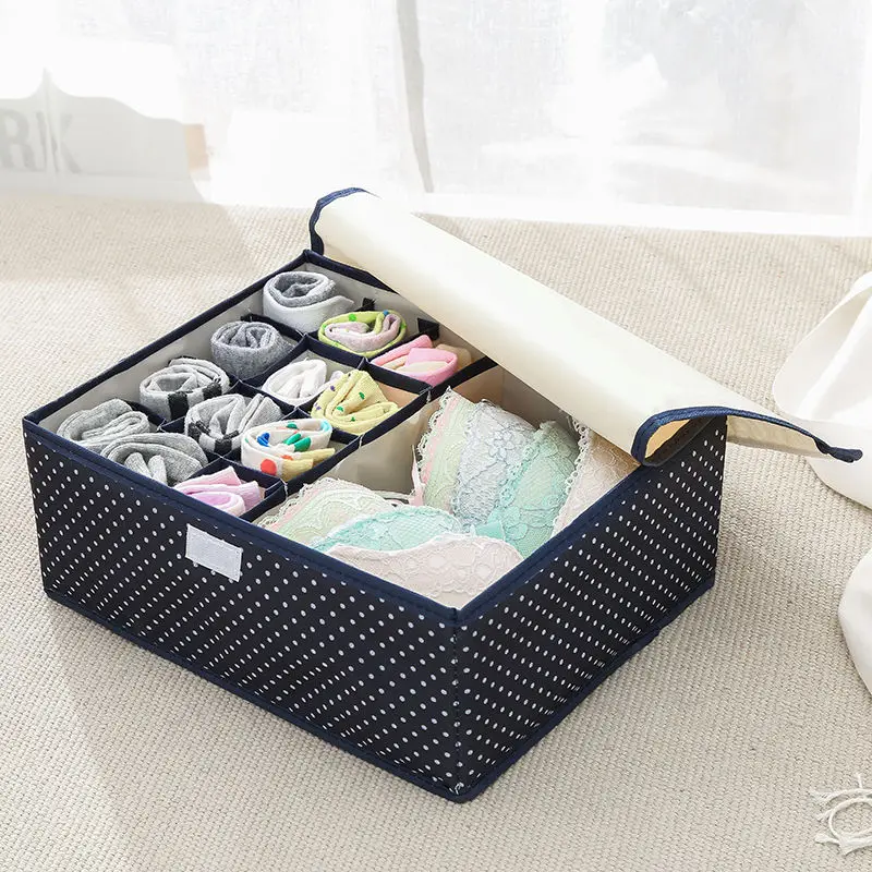 

Drawer Organizers Closet Box Clothing Storage Container Linen Fabric Underwear Bra Storage Box Home Closet Tidy Finishing Box