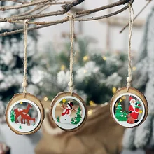 Деревянные елочные украшения дерево ремесло Санта-Клаус Снеговик Рождественский орнамент Счастливого Рождества украшения для дома