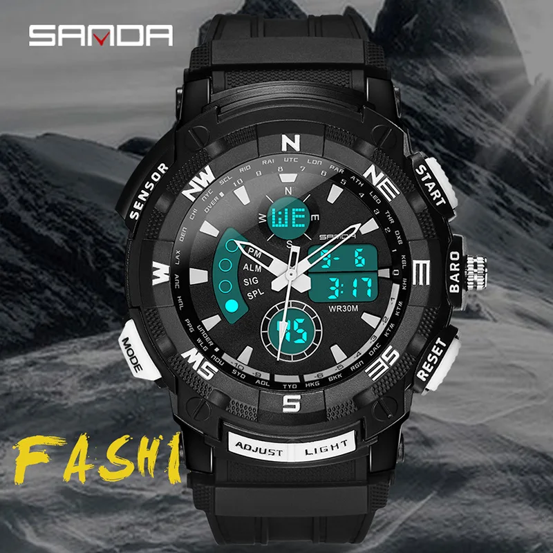 

SANDA Popular Brand Korean-style Simple Trend Watch Men And Women Students Fashion Electronic Watch Digital Sports Waterproof Wa