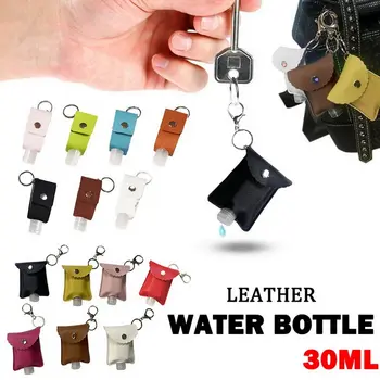 

Leak-proof Plastic Travel Bottle Portable Squeeze Bottle With Leather Hand Sanitizer Keychain Holder For Liquid Hand Sanitizer