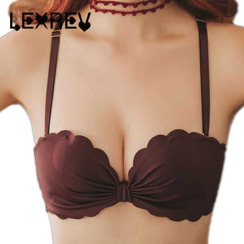 

Sexy Bow Bras For Women Lingerie Seamless Wire Free Push Up Bra Bralette Gather Brassiere Solid Comfortable Underwear Mujer
