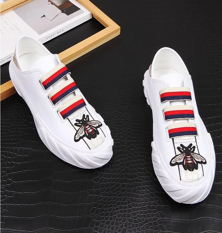 Chaussures/мужская повседневная обувь; маленькие белые туфли на толстой подошве; обувь с вышитым принтом; брендовая дизайнерская Повседневная обувь; V73