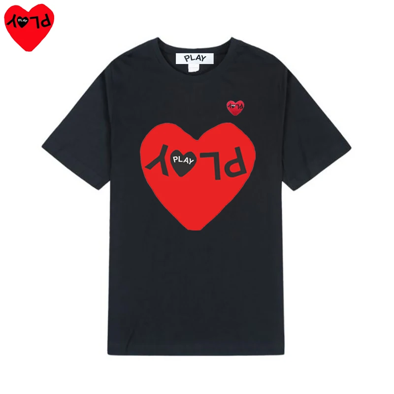 PLAY Women Short Sleeved Printed T-shirt Letter Embroidery Heart Cotton O-neck Summer Loose Casual T-shirt palm angels t shirt