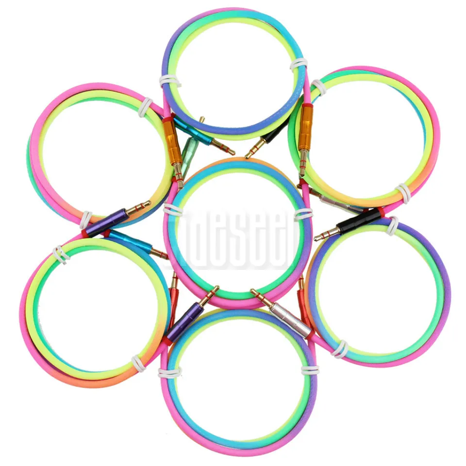 Colorful Audio Cable 1m Jack 3 5mm Aux Headphone Cables Male to Male AUX Line Cord For Car iPhone MP3 4 Earphone Speaker 100pcs